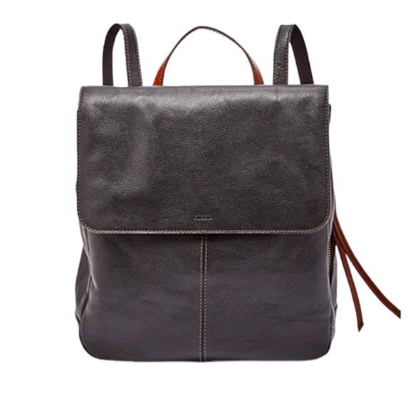 Fossil Handbags - Fossil Claire Leather Black/Brown Backpack